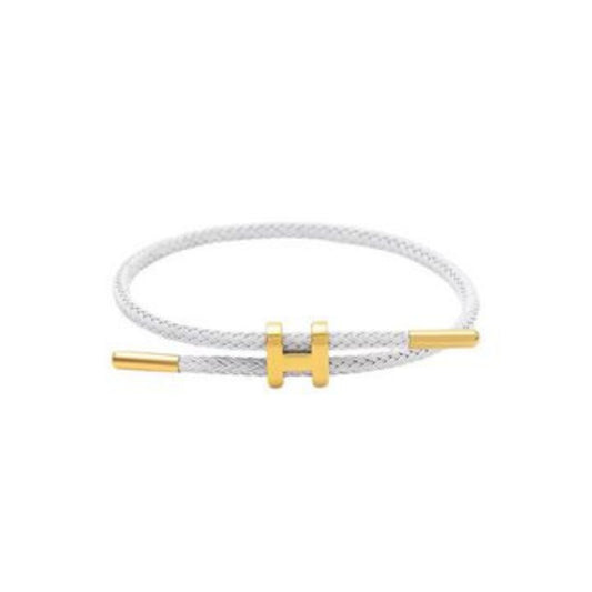 Bracelet Hermès cordon tressé blanc, vue produit
