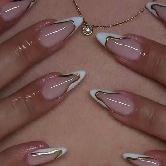 Faux Ongles Press-On French Modèle Tyna - Design Élégant Réutilisable
