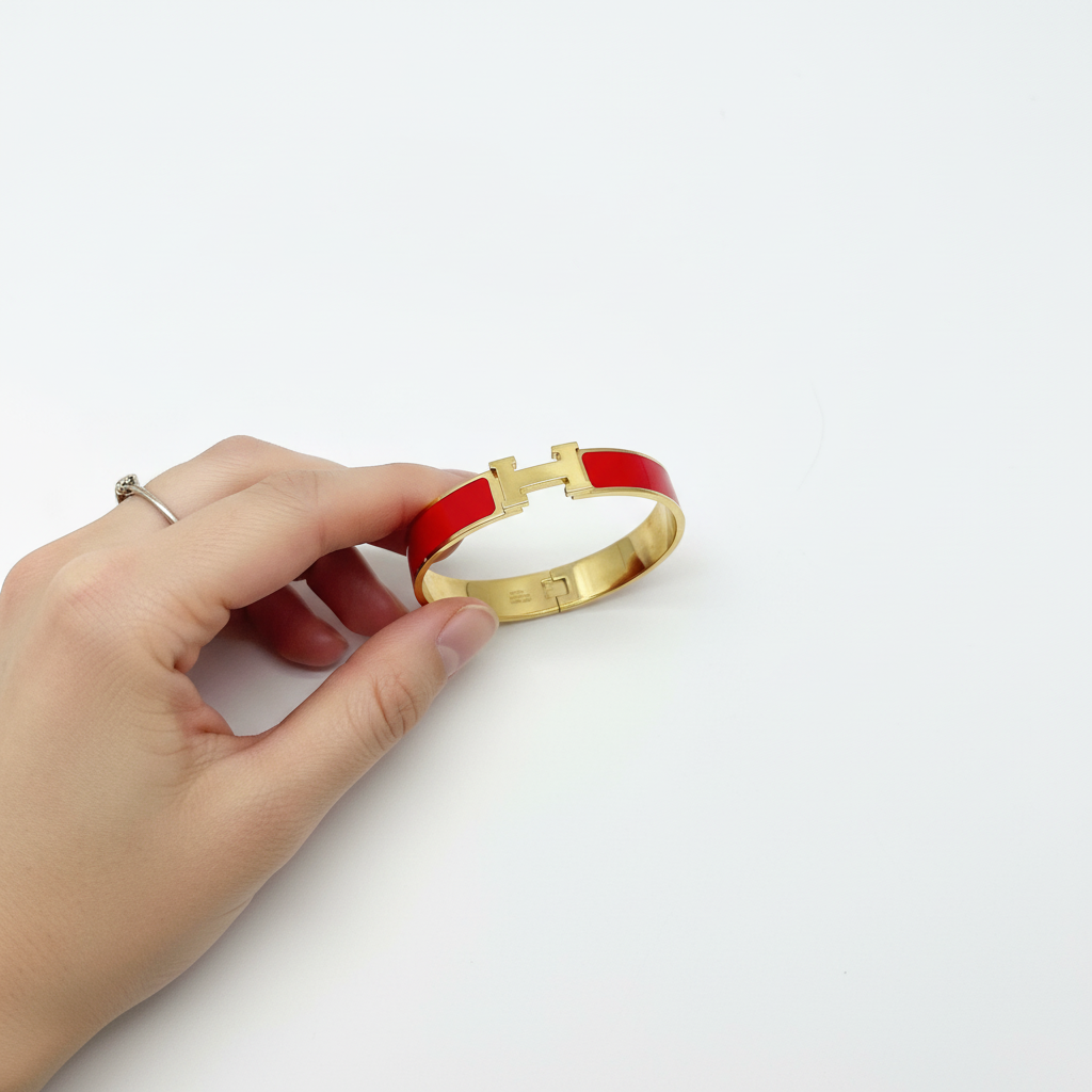 Bracelet Hermès clic H rouge, vue produit