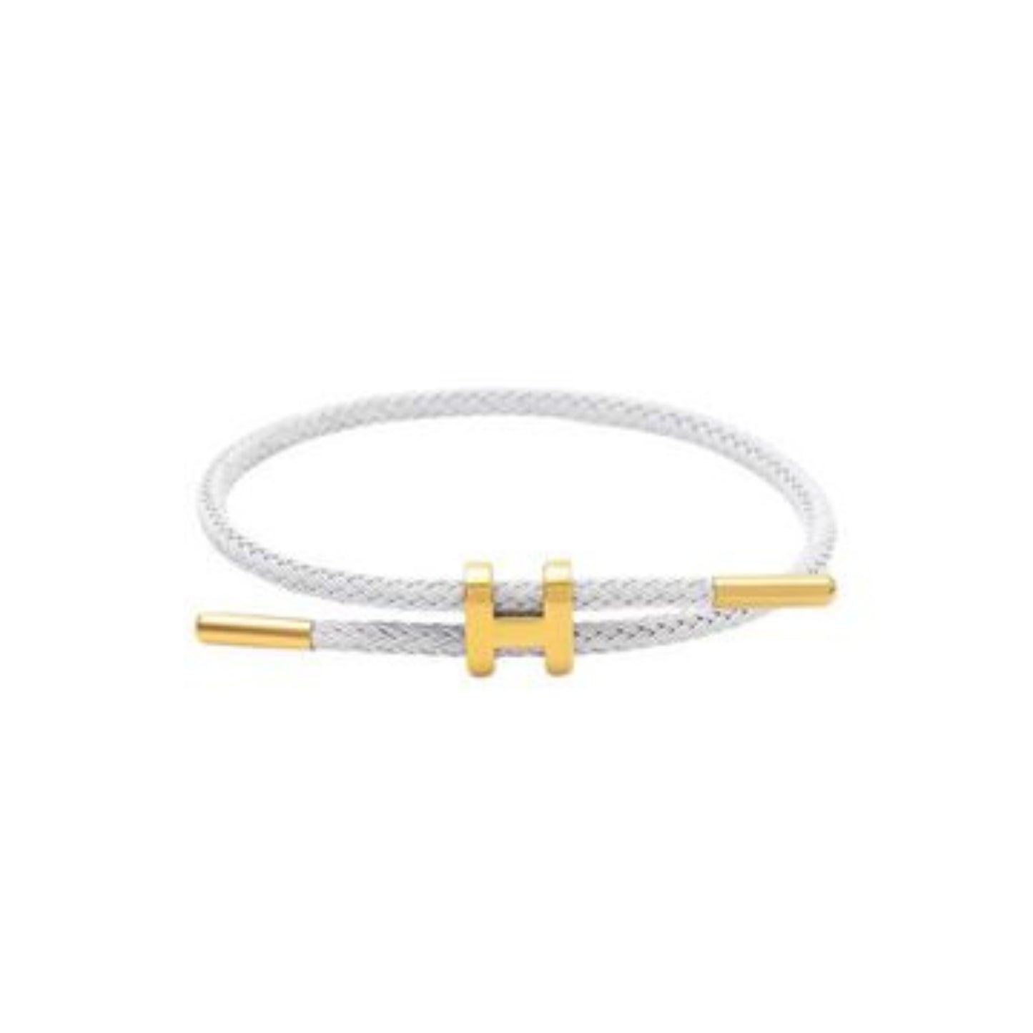 Bracelet Hermès cordon tressé blanc, vue produit
