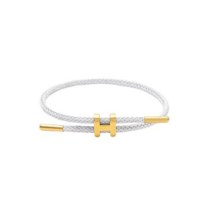 Bracelet Hermès cordon tressé blanc, vue produit