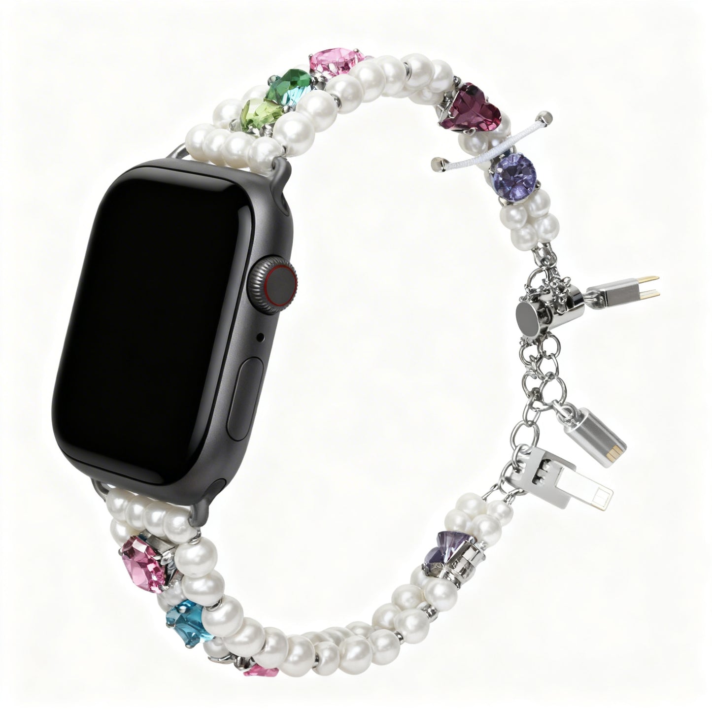 Bracelet Apple Watch perles et cristaux, vue détaillée