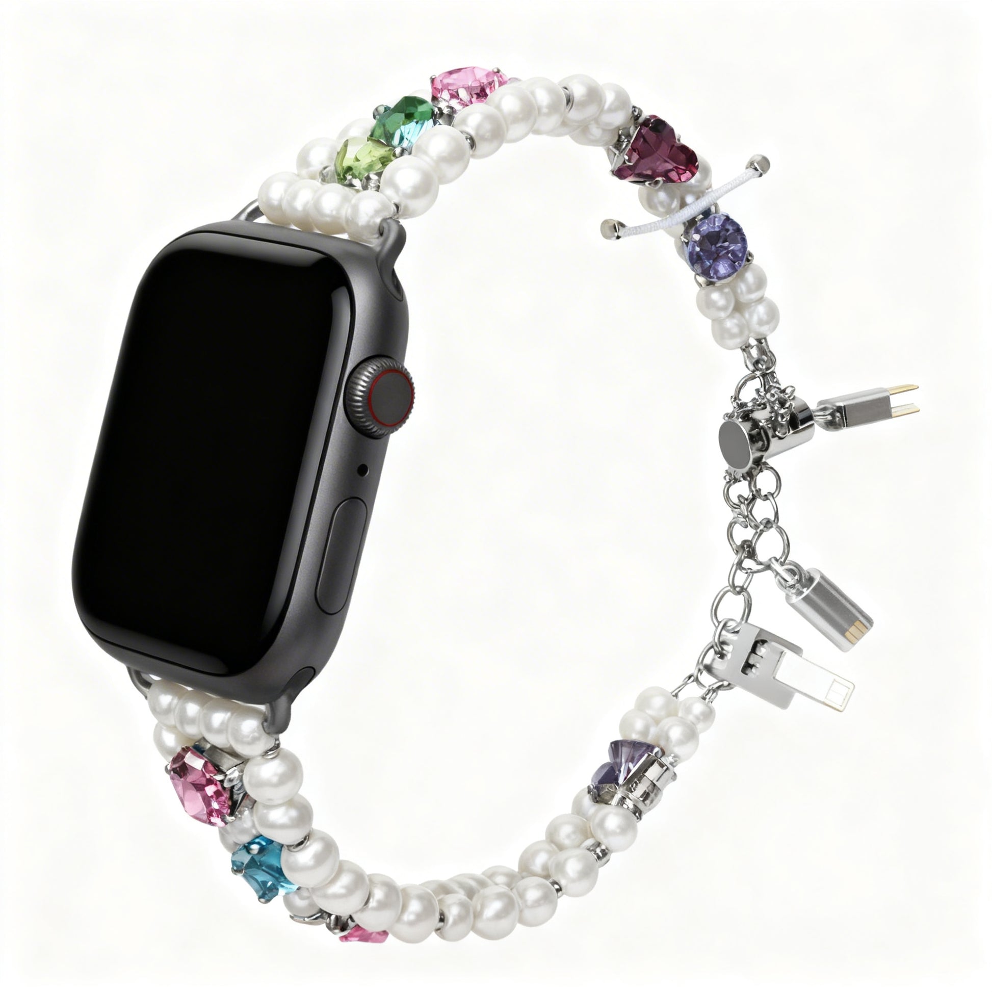 Bracelet Apple Watch perles et cristaux, vue détaillée