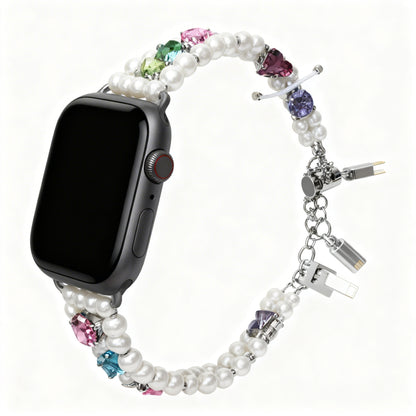 Bracelet Apple Watch perles et cristaux, vue détaillée