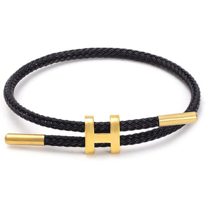 Bracelet Hermès cordon tressé noir, vue produit